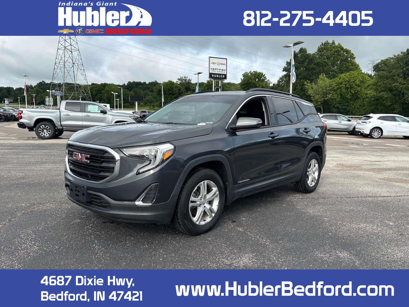 2018 GMC Terrain SLE in Graphite Gray Metallic — front three-quarter view