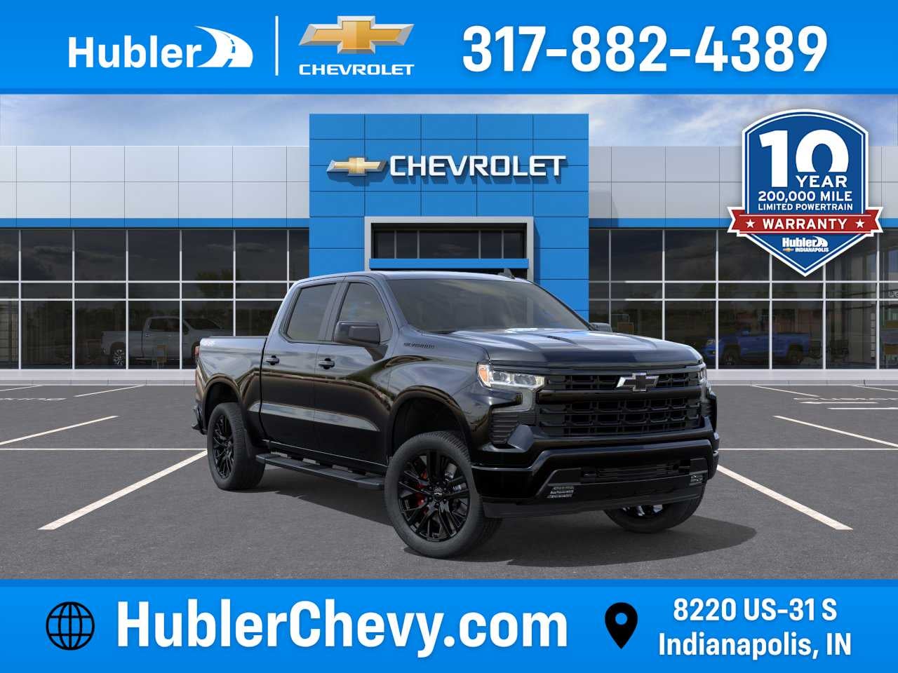 2026 Chevrolet Silverado 1500 RST in Black — front three-quarter view