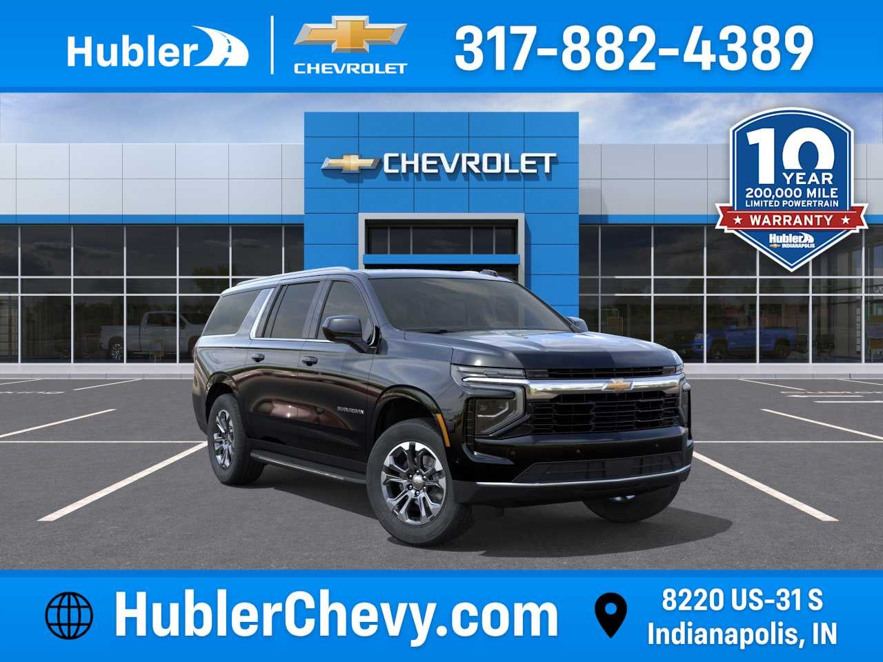 2026 Chevrolet Suburban LS in Black — front three-quarter view