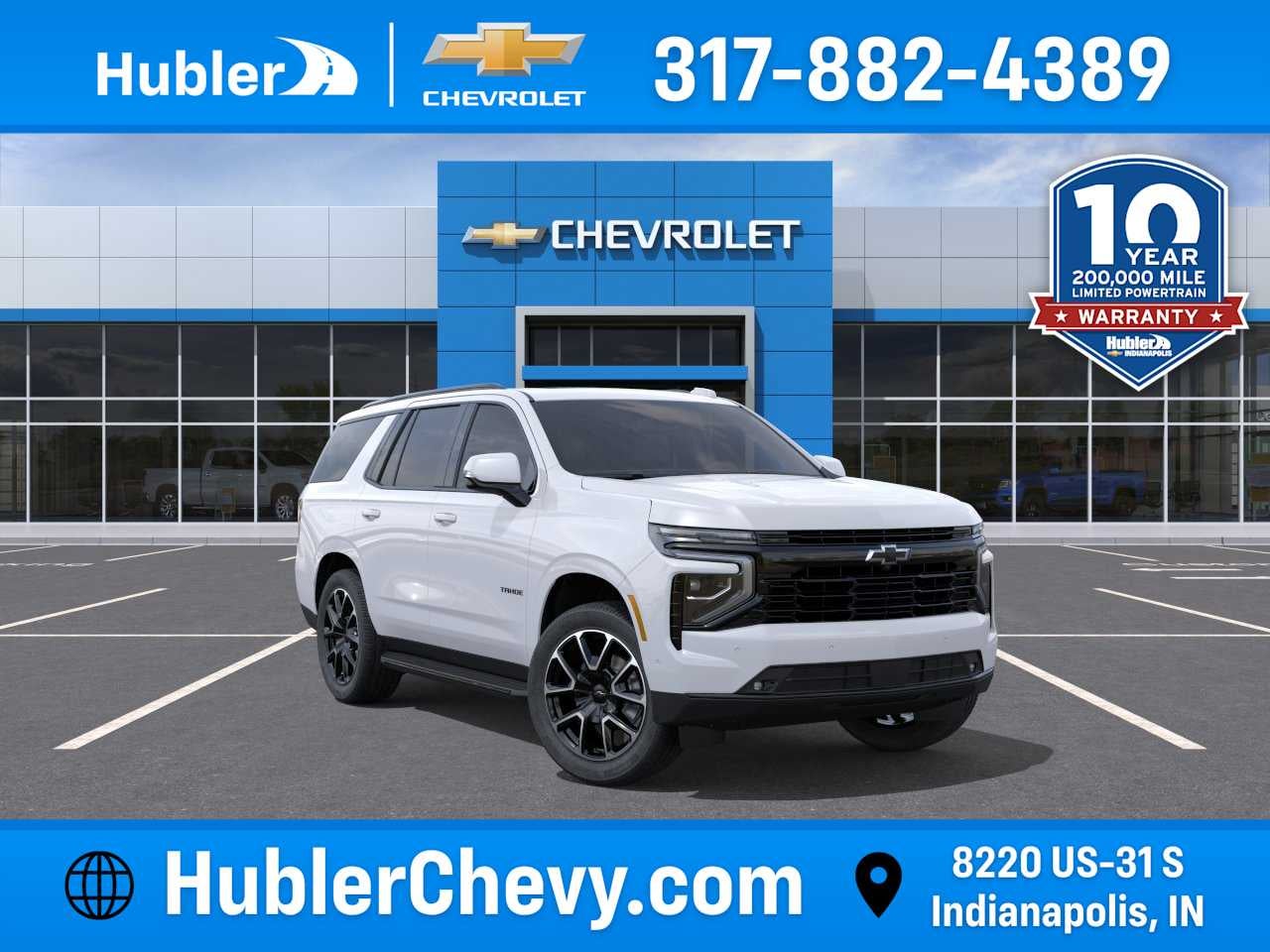 2026 Chevrolet Tahoe RST in Summit White — front three-quarter view