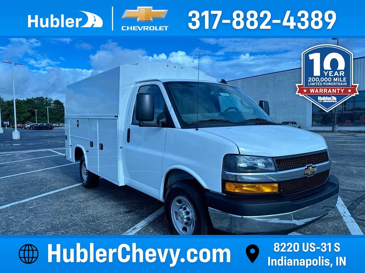 2026 Chevrolet Express Cutaway 3500 1WT in Summit White — front three-quarter view