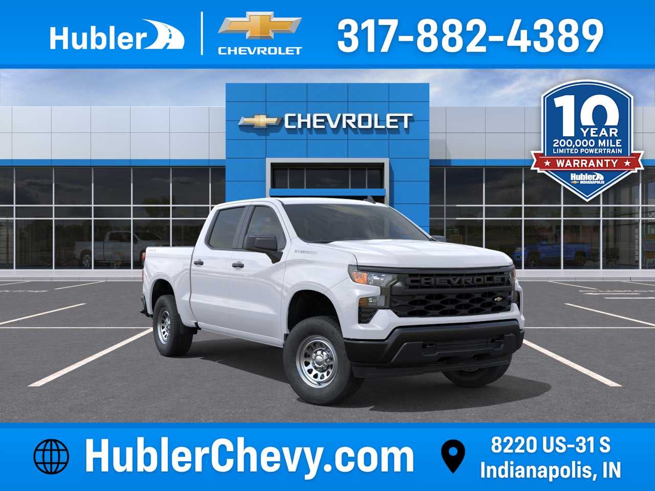 2026 Chevrolet Silverado 1500 WT in Summit White — front three-quarter view