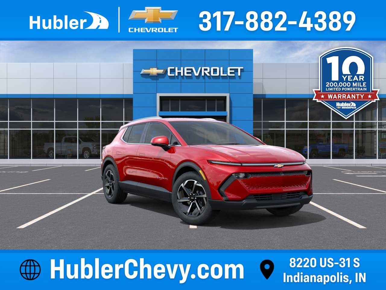 2026 Chevrolet Equinox EV LT in Radiant Red Tintcoat — front three-quarter view