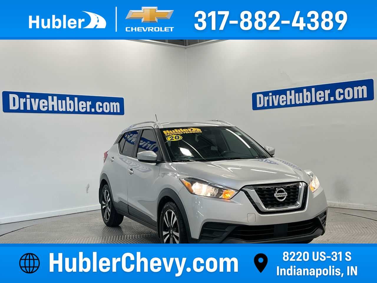 2020 Nissan Kicks SV in Snake Venom Green — front three-quarter view