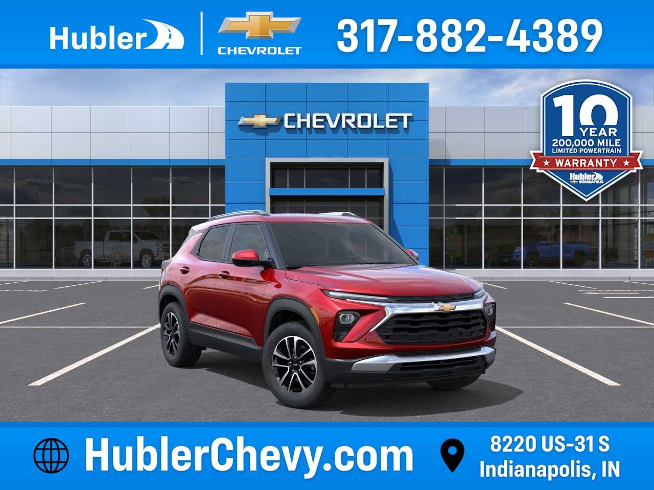 2026 Chevrolet Trailblazer LT in Apex Red — front three-quarter view