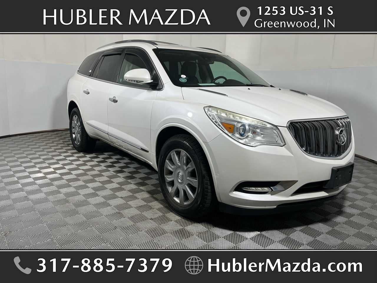 2017 Buick Enclave Leather in White Frost Tricoat — front three-quarter view