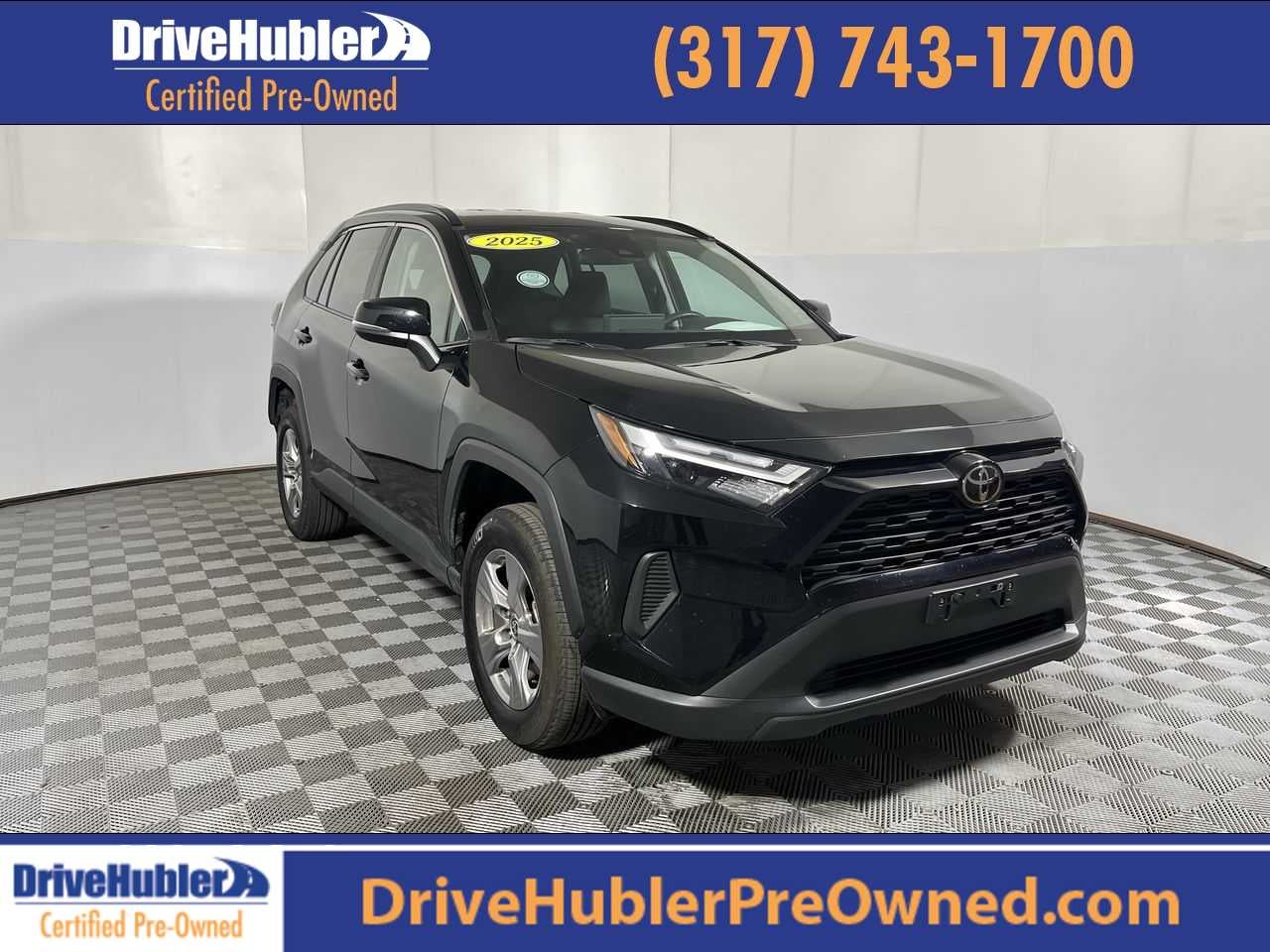 2025 Toyota RAV4 XLE in Midnight Black Metallic — front three-quarter view